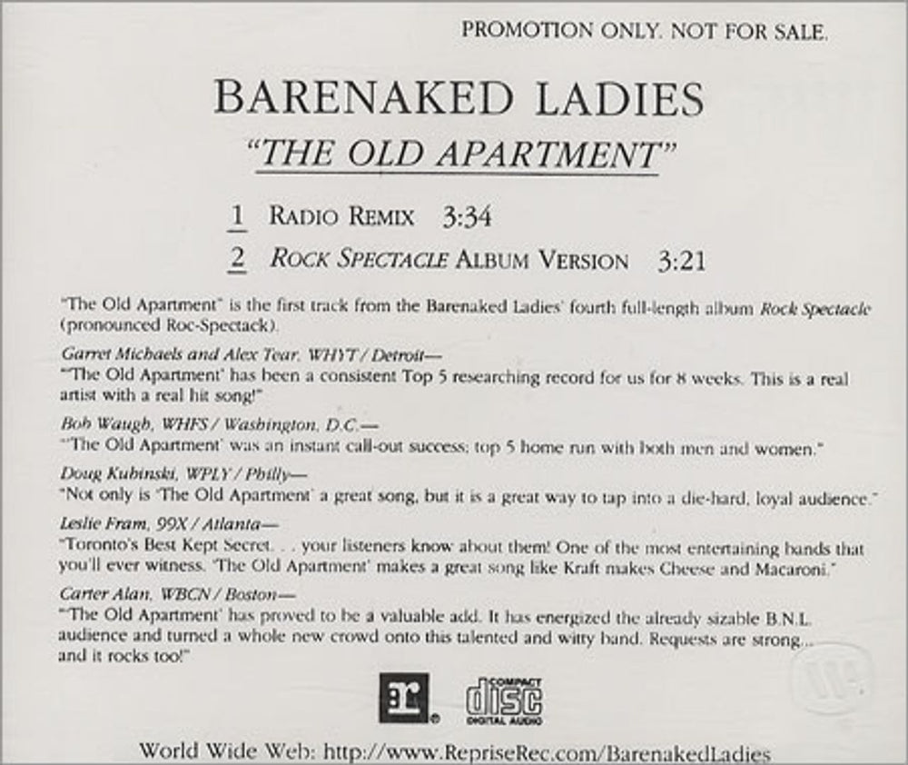 Barenaked Ladies The Old Apartment US Promo CD single (CD5 / 5") PRO-CD-8581-R