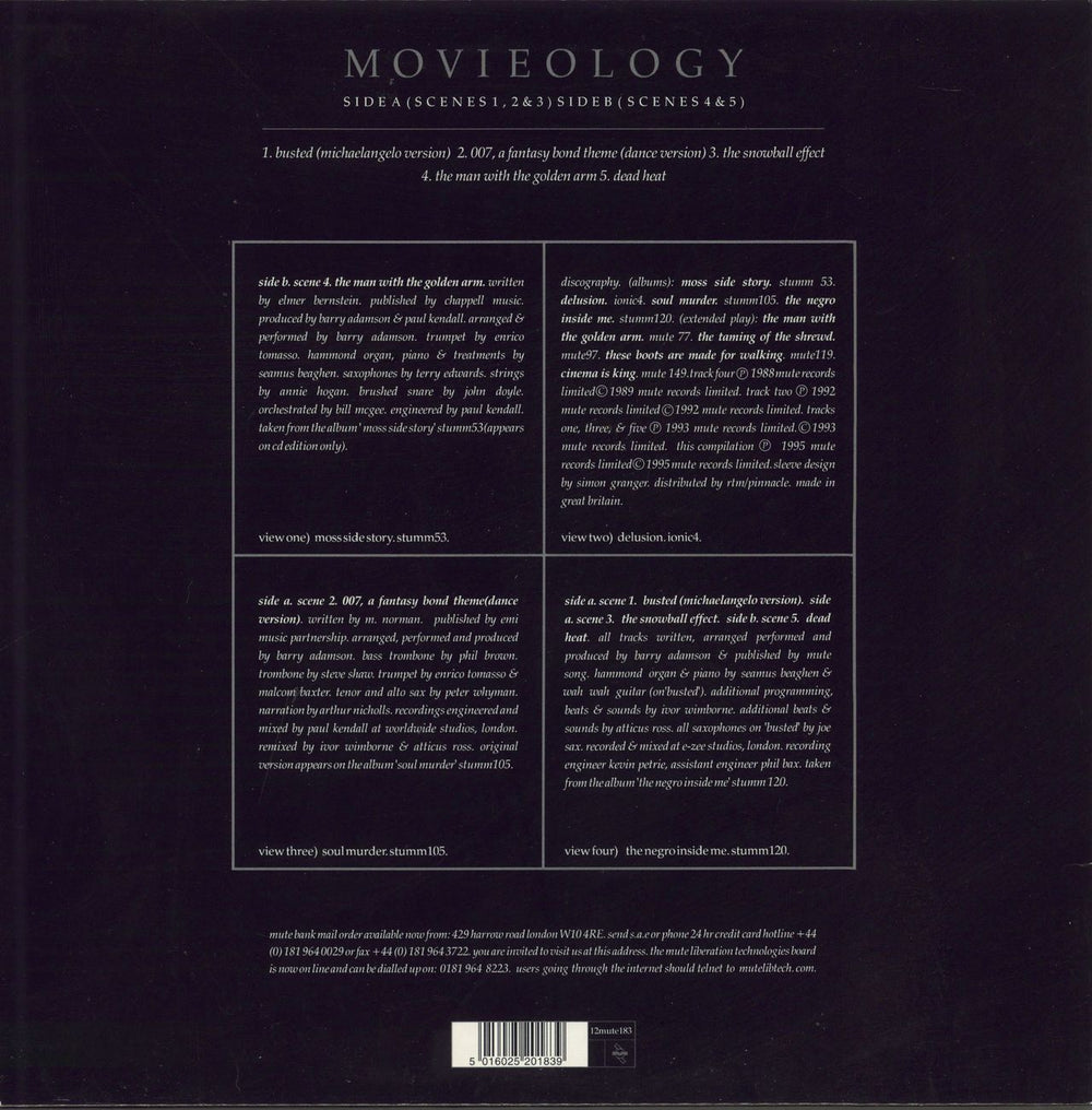 Barry Adamson Movieology UK 12" vinyl single (12 inch record / Maxi-single) 5016025201839