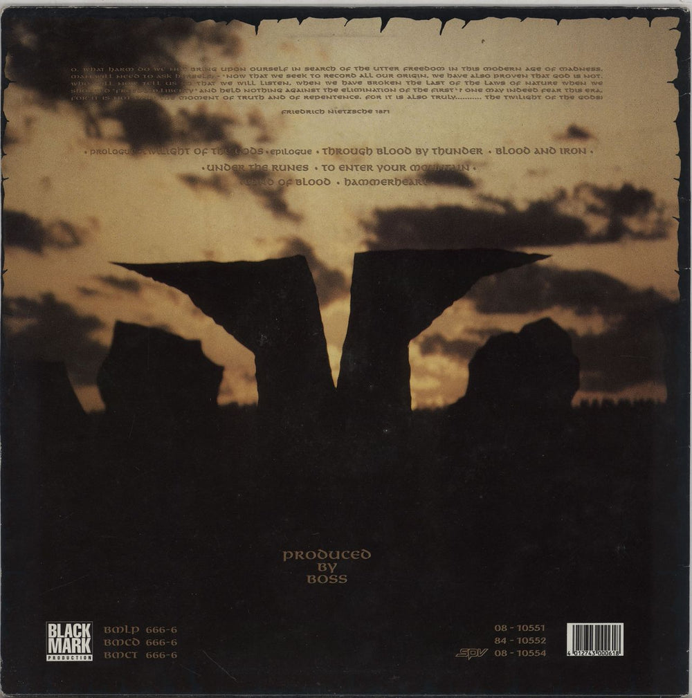 Bathory Twilight Of The Gods - 1st German vinyl LP album (LP record) 4012743000618