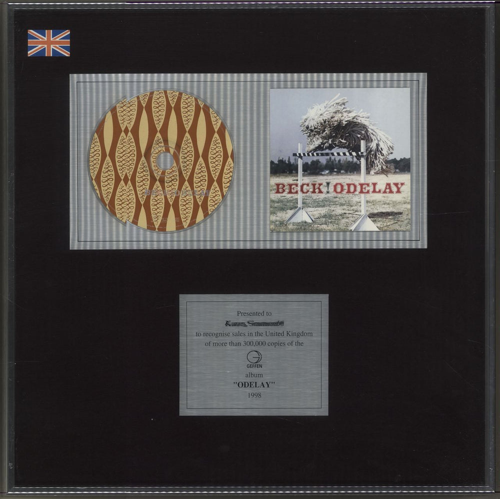 Beck Odelay UK in-house award disc PLATINUM AWARD