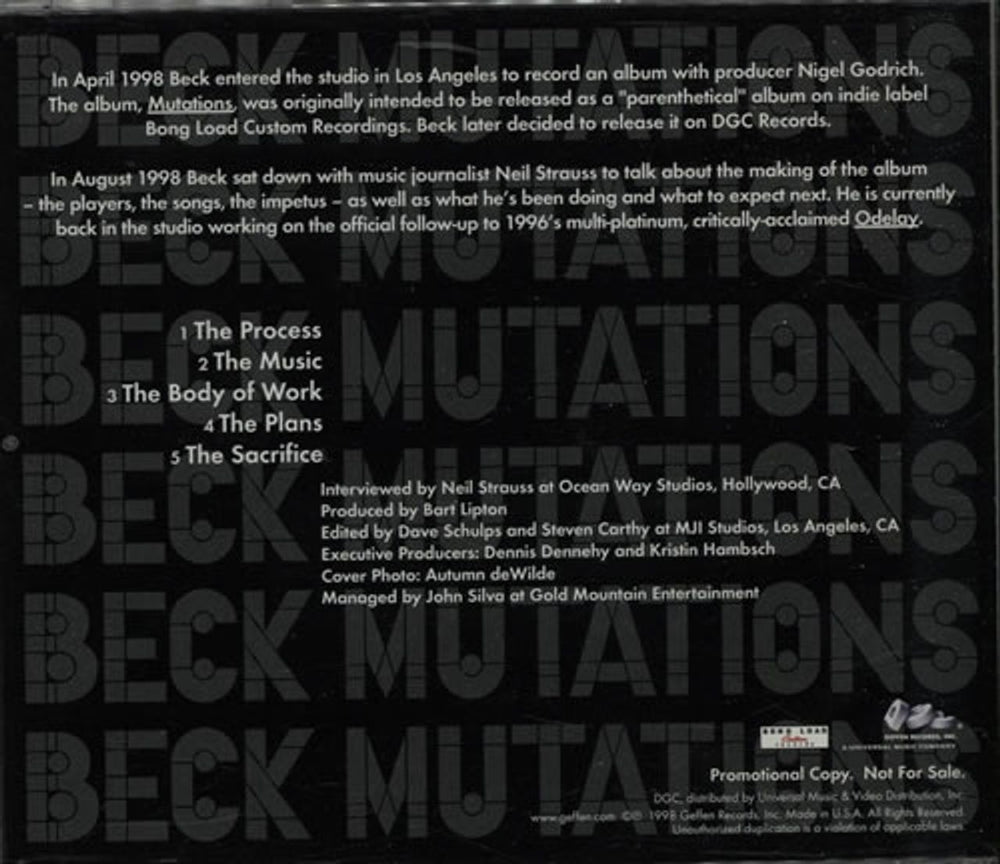 Beck The Mutations Conversations US Promo CD album (CDLP) B-KCDTH127614