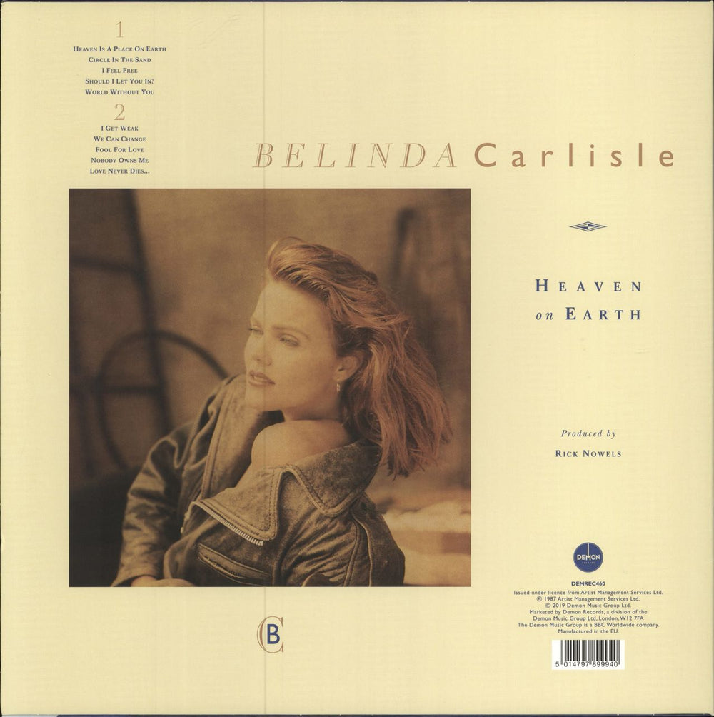 Belinda Carlisle Heaven On Earth - 180gm Blue Vinyl UK vinyl LP album (LP record) 5014797899940