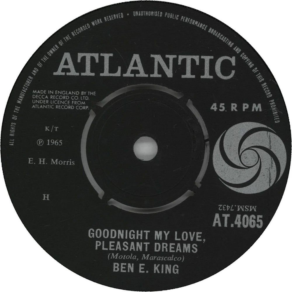 Ben E. King Goodnight My Love, Pleasant Dreams UK 7" vinyl single (7 inch record / 45) AT.4065