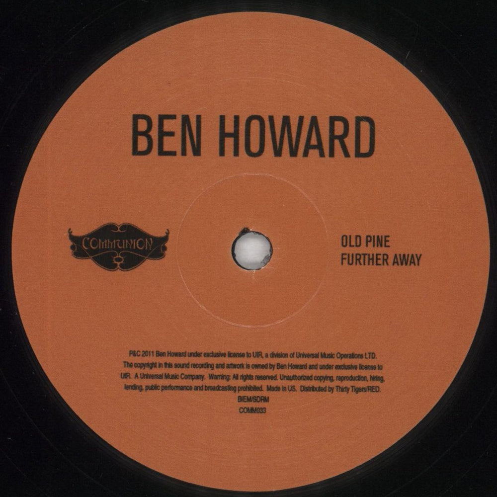 Ben Howard Old Pine US 10" vinyl single (10 inch record) F5N10OL824767