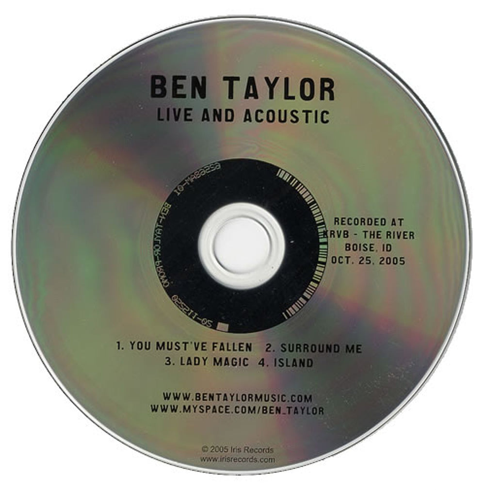 Ben Taylor Live And Acoustic US Promo CD single (CD5 / 5") 62568AM-01