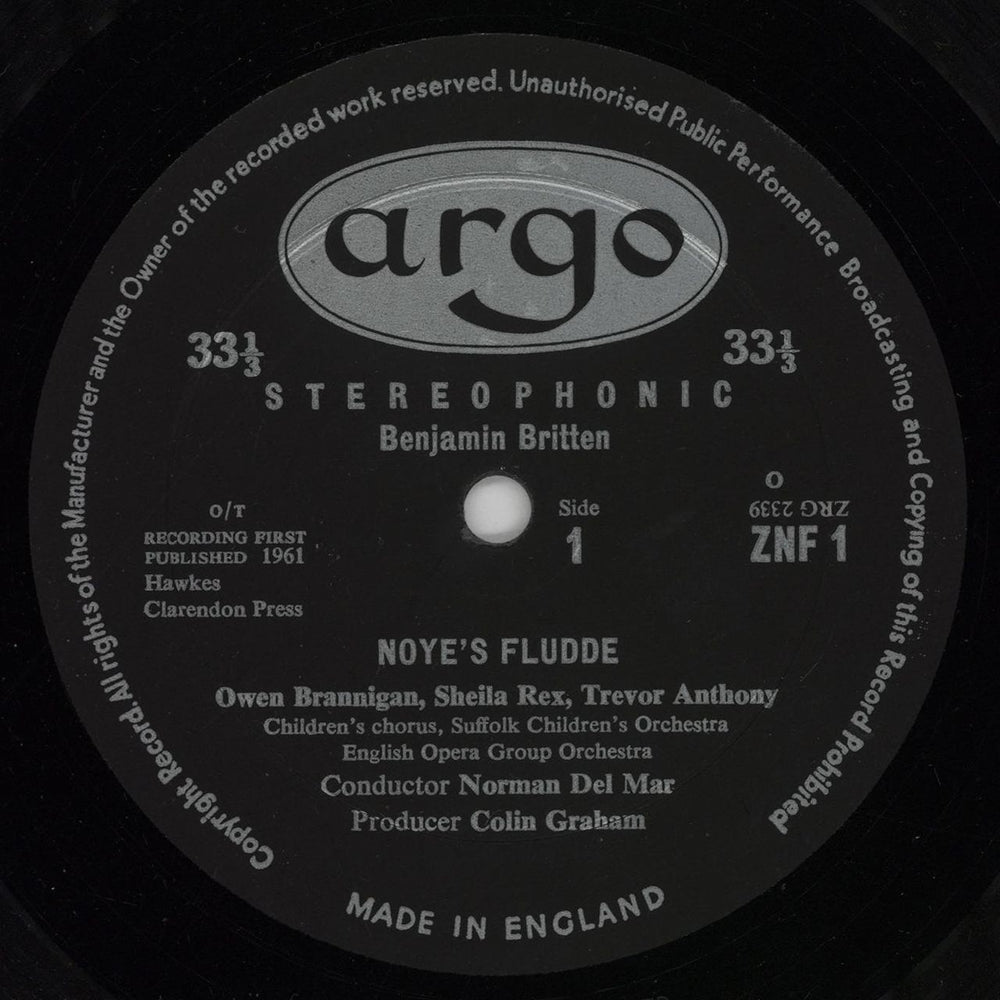Benjamin Britten Noye's Fludde UK vinyl LP album (LP record) B1-LPNO648904