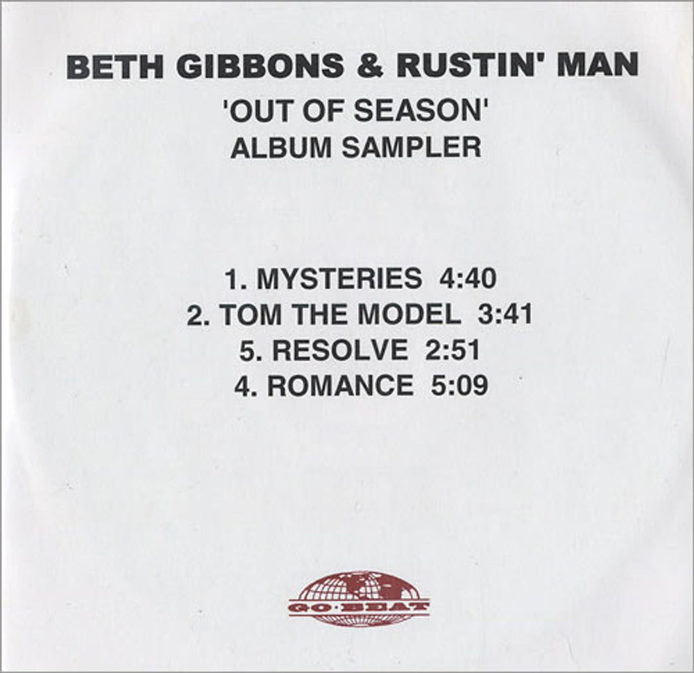 Beth Gibbons Out Of Season - Album Sampler UK Promo CD-R acetate CD-R ACETATE