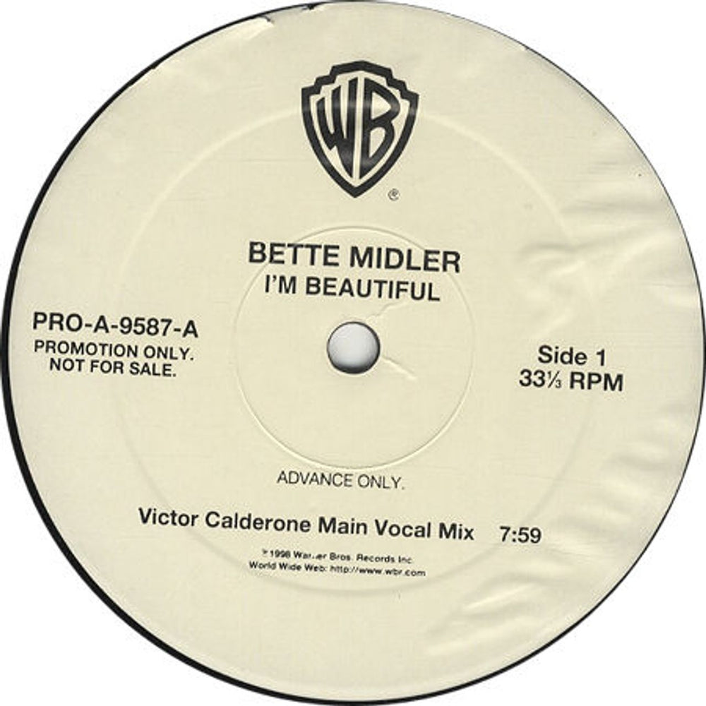 Bette Midler I'm Beautiful US Promo 12" vinyl single (12 inch record / Maxi-single) PRO-A-9587