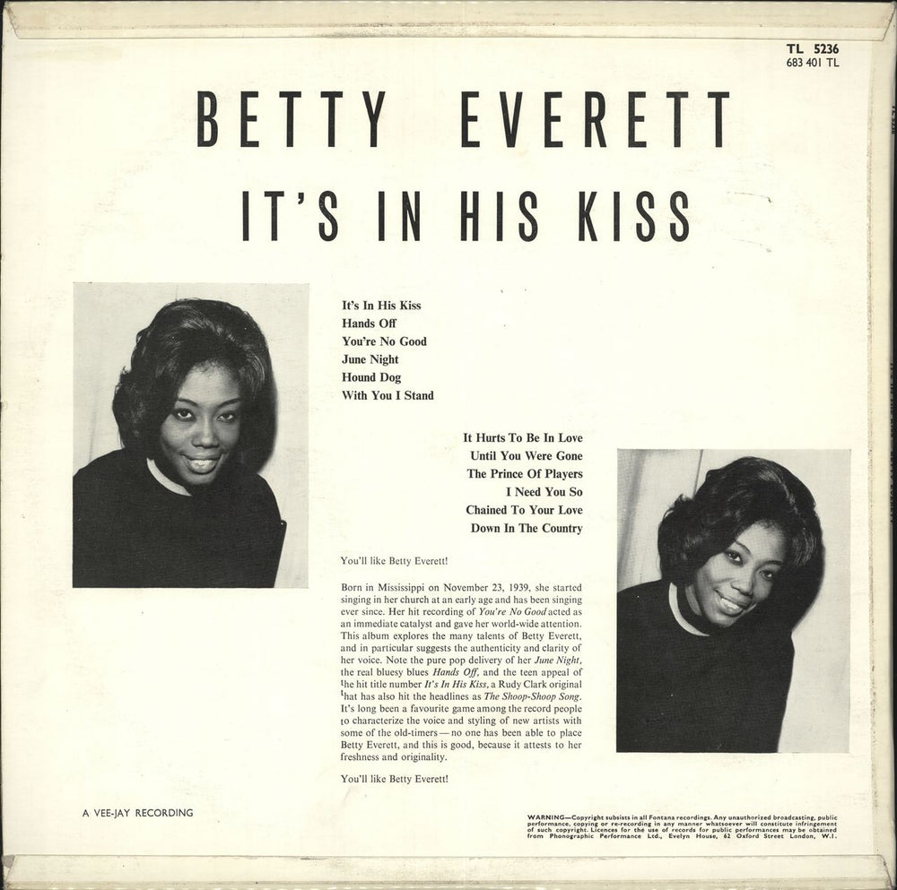 Betty Everett It's In His Kiss UK vinyl LP album (LP record)