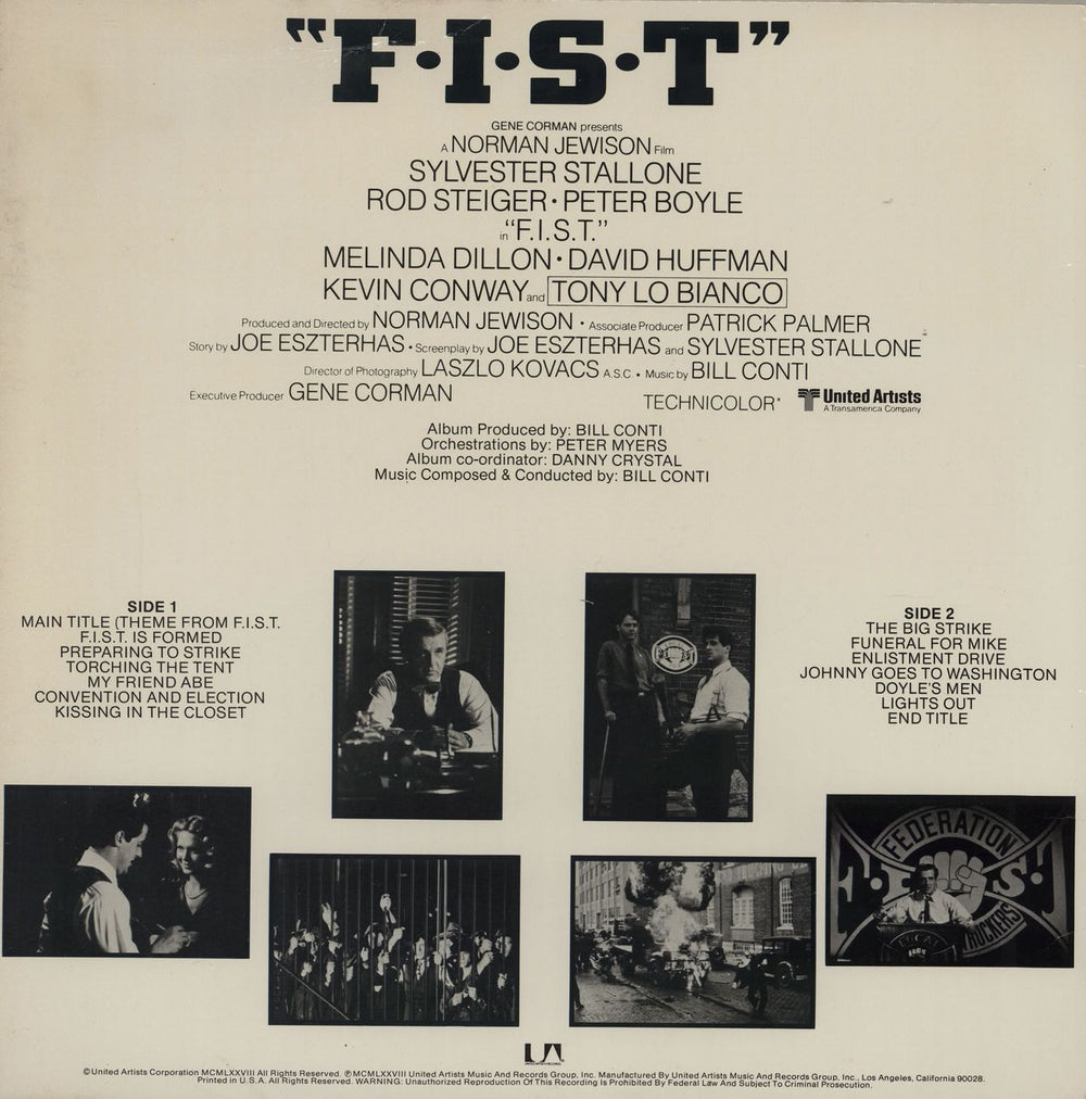 Bill Conti F.I.S.T. US vinyl LP album (LP record)