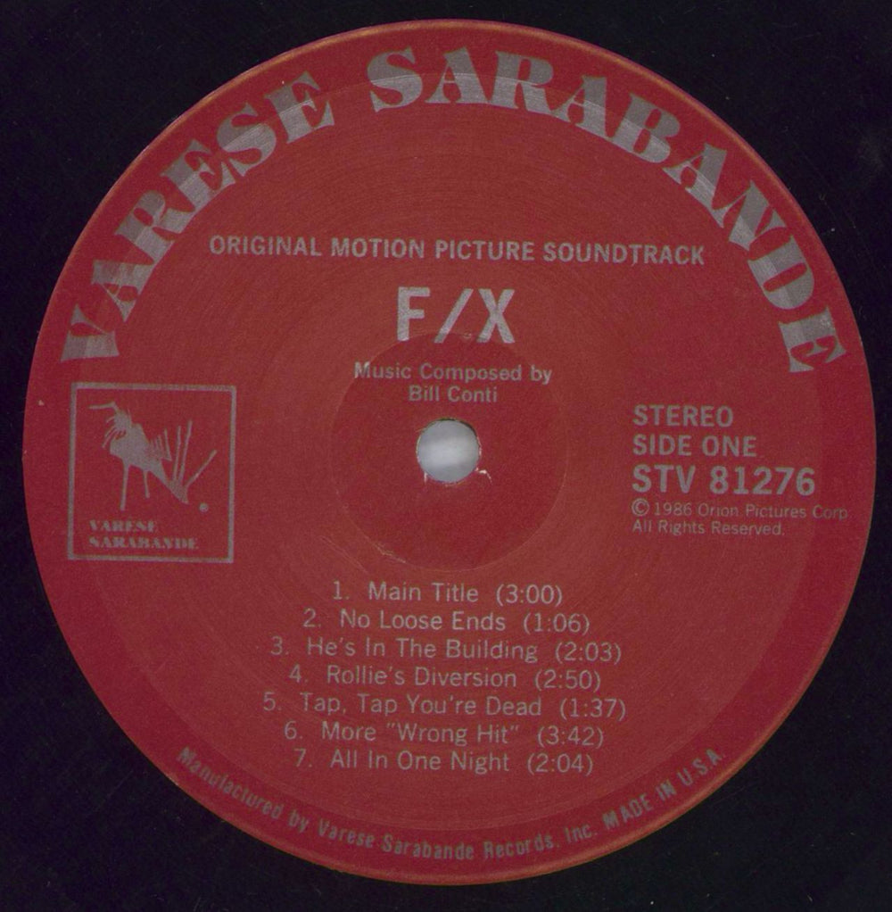 Bill Conti F/X OST US vinyl LP album (LP record) EU4LPFX821085