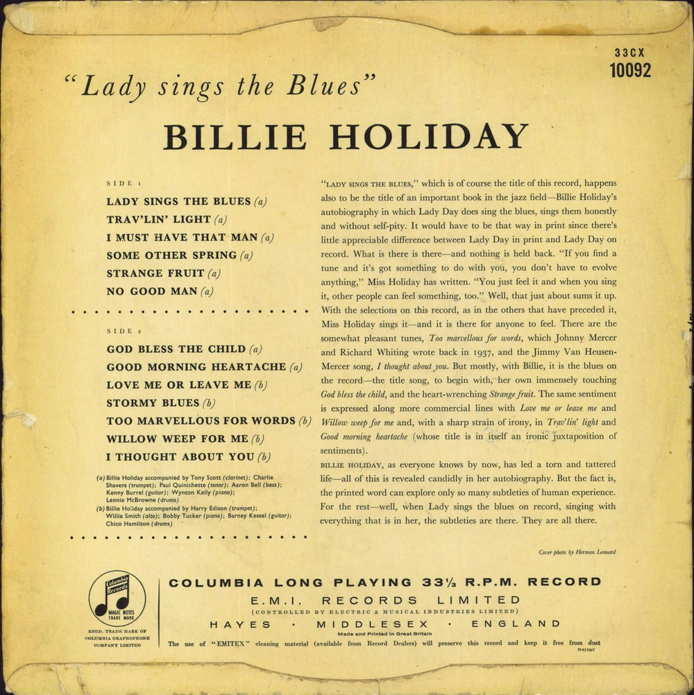 Billie Holiday Lady Sings The Blues - 1st UK vinyl LP album (LP record)