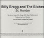 Billy Bragg St. Monday US Promo CD single (CD5 / 5") PRCD1778