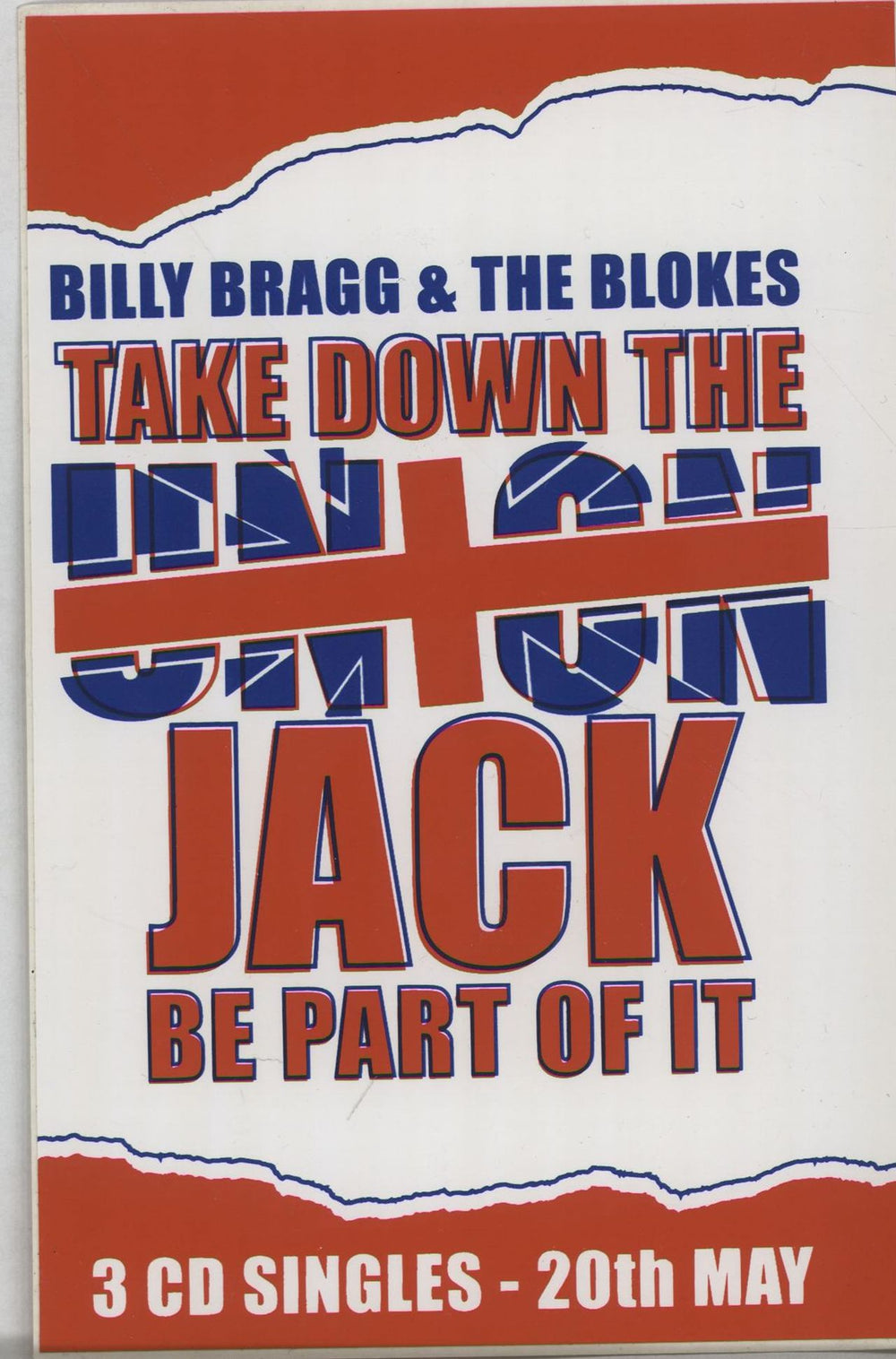 Billy Bragg Take Down The Union Jack - Sticker Set UK Promo memorabilia PROMOTIONAL