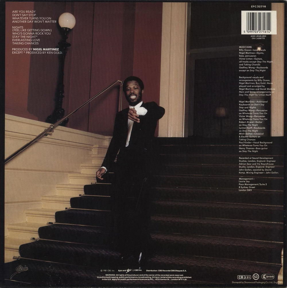 Billy Ocean Nights (Feel Like Getting Down) UK vinyl LP album (LP record)