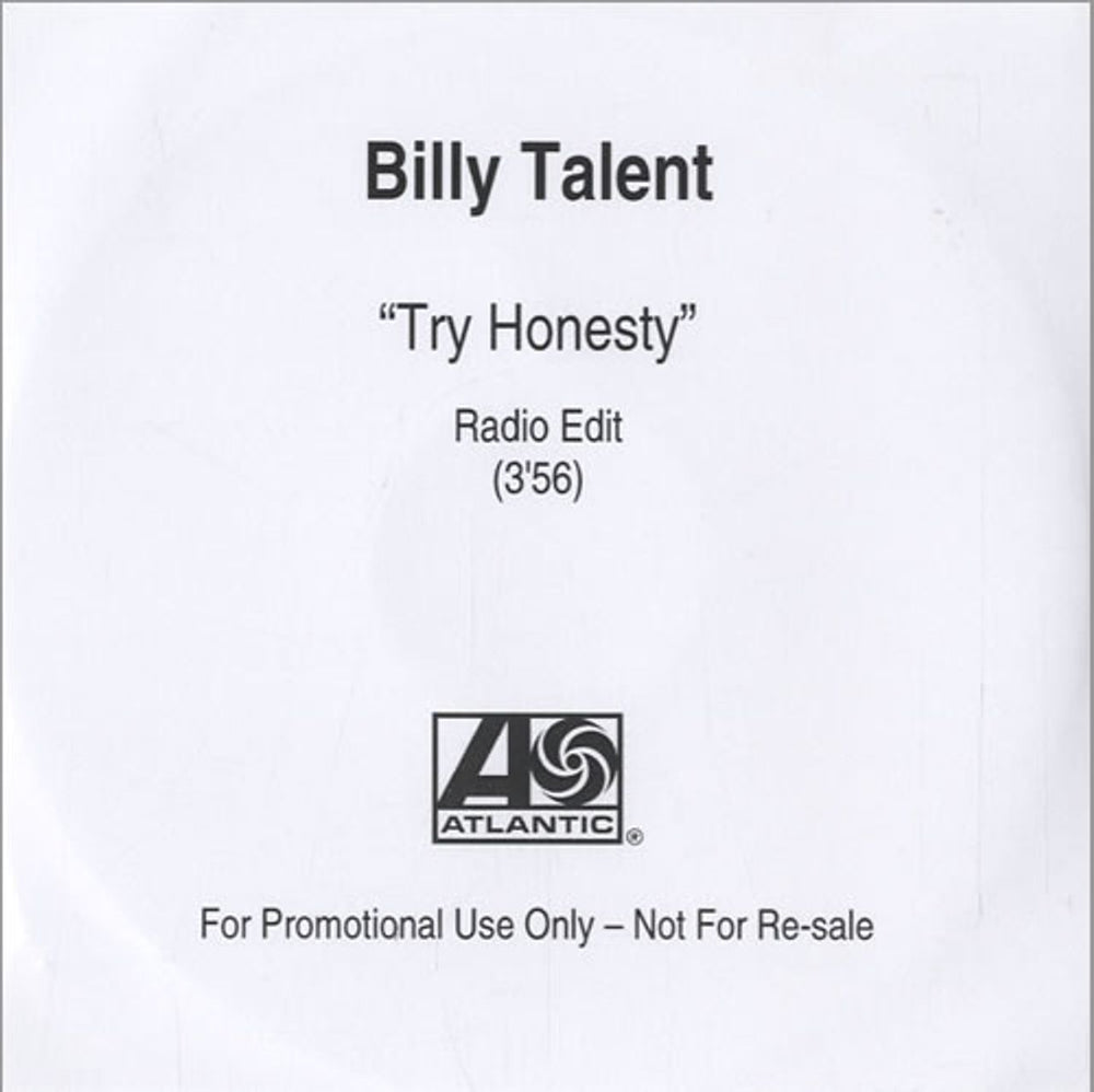 Billy Talent Try Honesty UK Promo CD-R acetate CD-R ACETATE