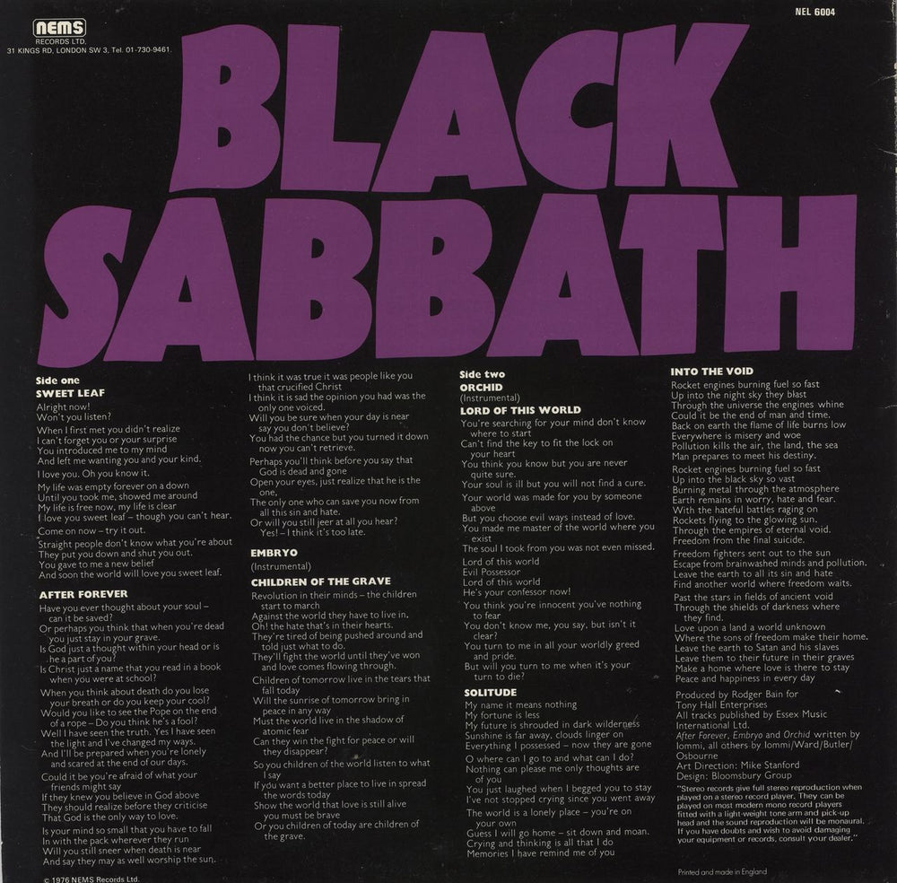 Black Sabbath Master Of Reality - Glossy Sleeve Printed in England Dutch vinyl LP album (LP record)