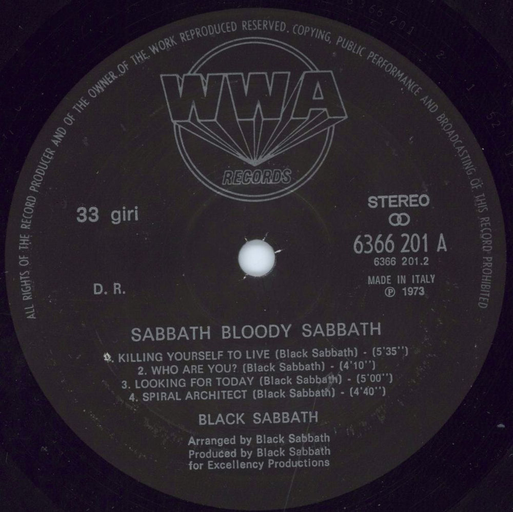 Black Sabbath Sabbath Bloody Sabbath Italian vinyl LP album (LP record) BLKLPSA792011