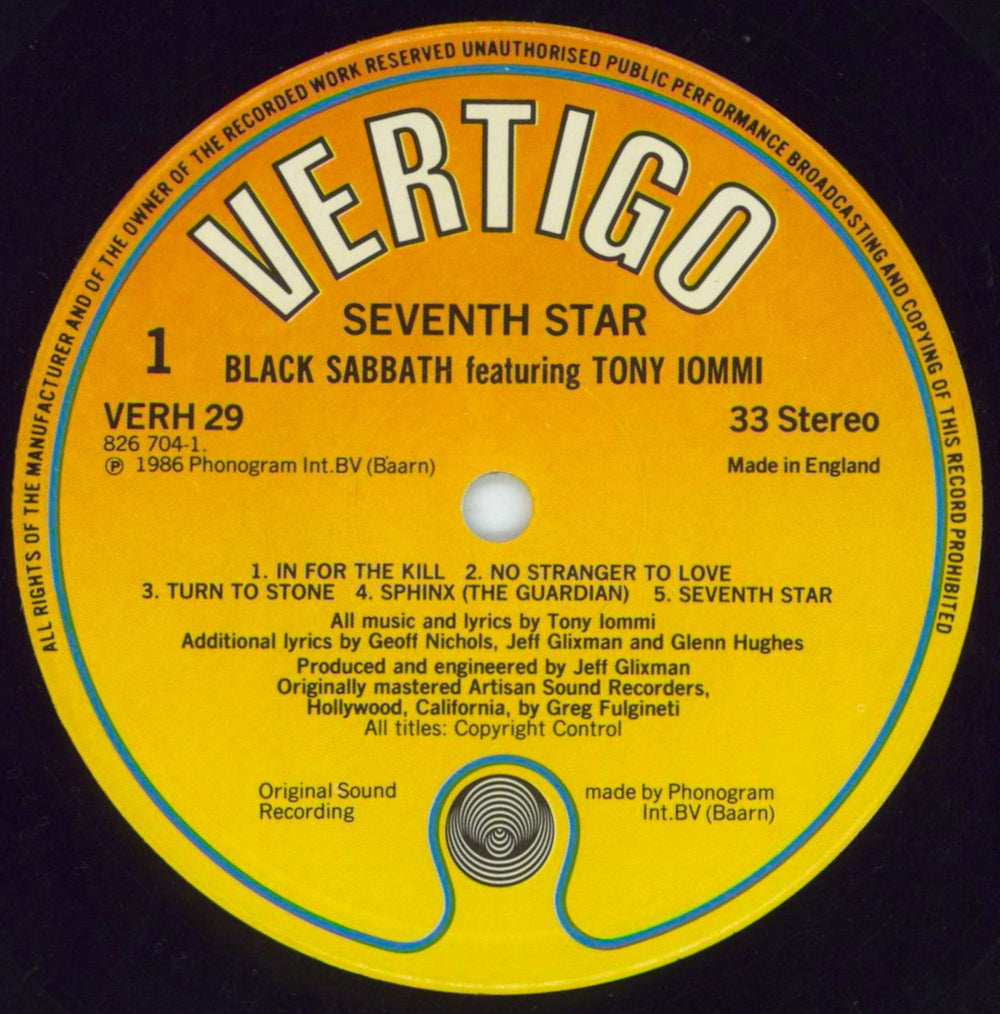 Black Sabbath Seventh Star - EX UK vinyl LP album (LP record) BLKLPSE463588