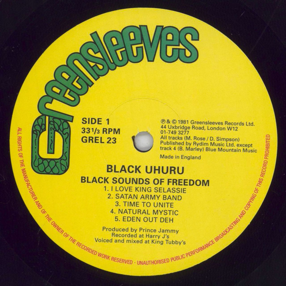 Black Uhuru Black Sounds Of Freedom UK vinyl LP album (LP record) BUHLPBL830029