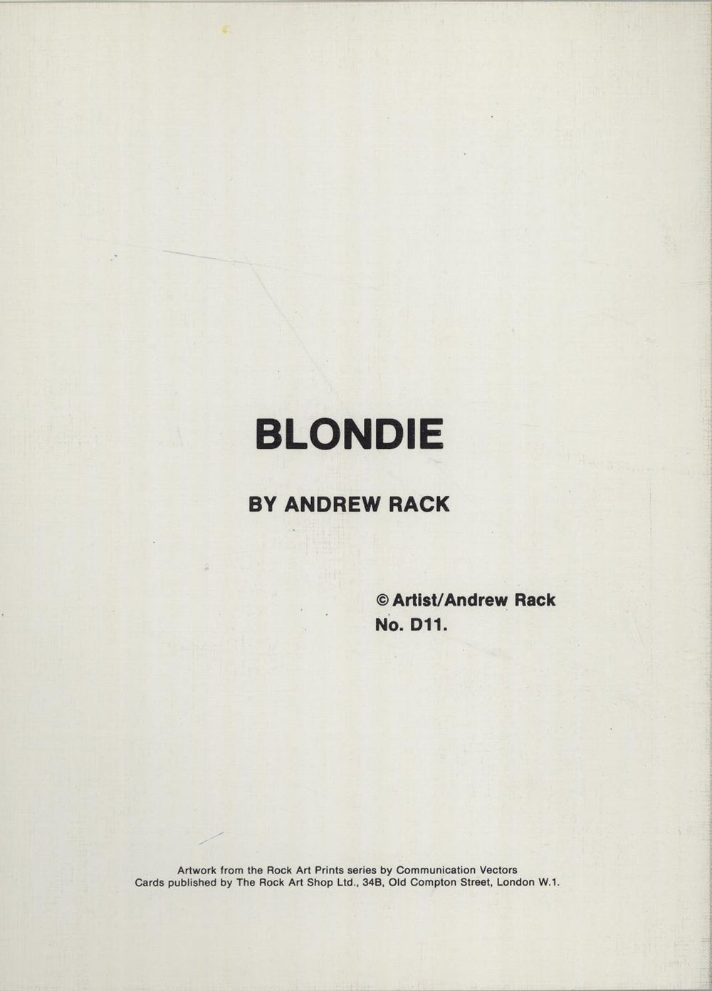 Blondie Greeting Card - Debbie Harry UK memorabilia BLOMMGR675365