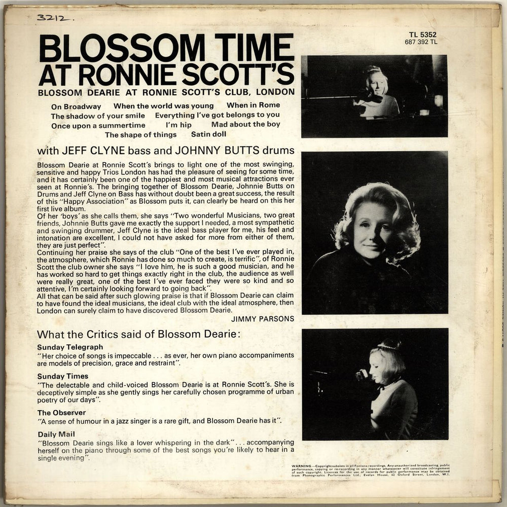 Blossom Dearie Blossom Time At Ronnie Scott's - EX UK vinyl LP album (LP record)