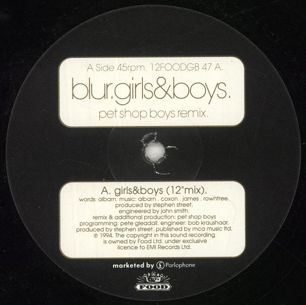 Blur Girls & Boys - Pet Shop Boys Remix UK Promo 12" vinyl single (12 inch record / Maxi-single) BLR12GI26536