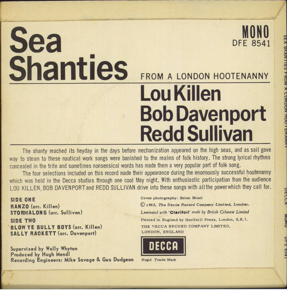 Bob Davenport Sea Shanties UK 7" vinyl single (7 inch record / 45)