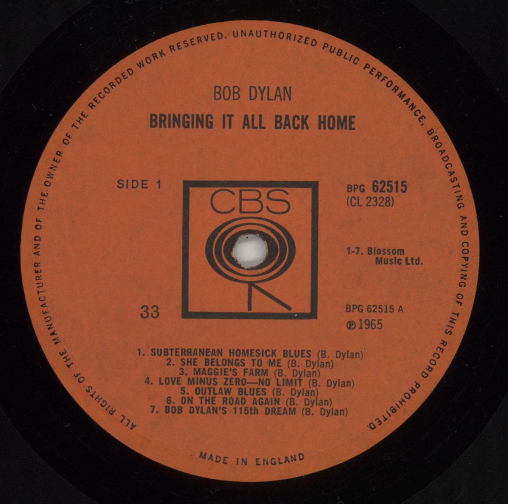 Bob Dylan Bringing It All Back Home - 1st - EX UK vinyl LP album (LP record) DYLLPBR606584