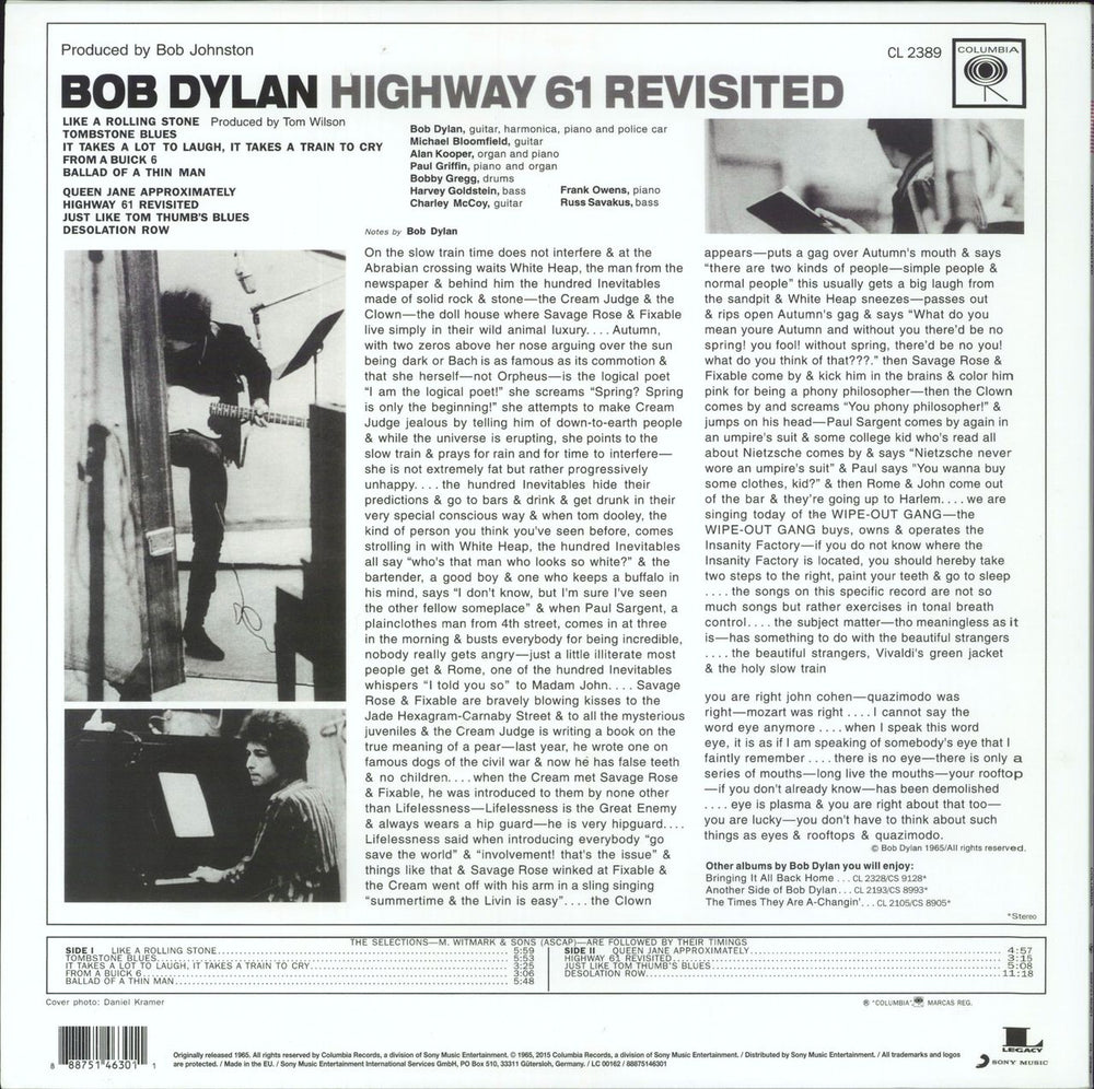 Bob Dylan Highway 61 Revisited - 180gm UK vinyl LP album (LP record) 888751463011