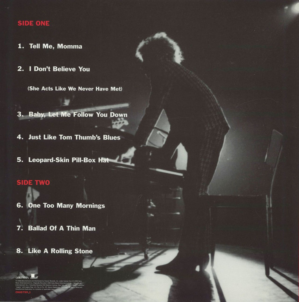 Bob Dylan Live 1966 (The "Royal Albert Hall" Concert Electric) US vinyl LP album (LP record) 090771512116