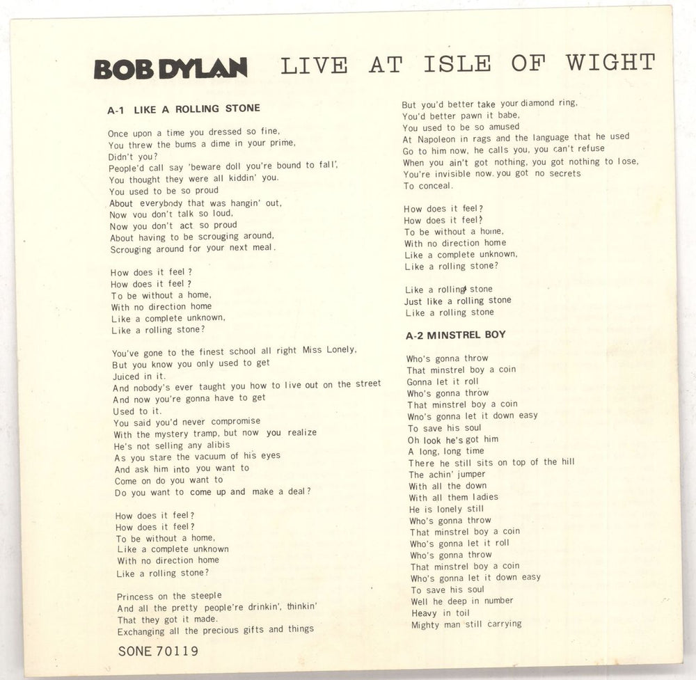 Bob Dylan Live At The Isle Of Wight EP Japanese 7" vinyl single (7 inch record / 45)