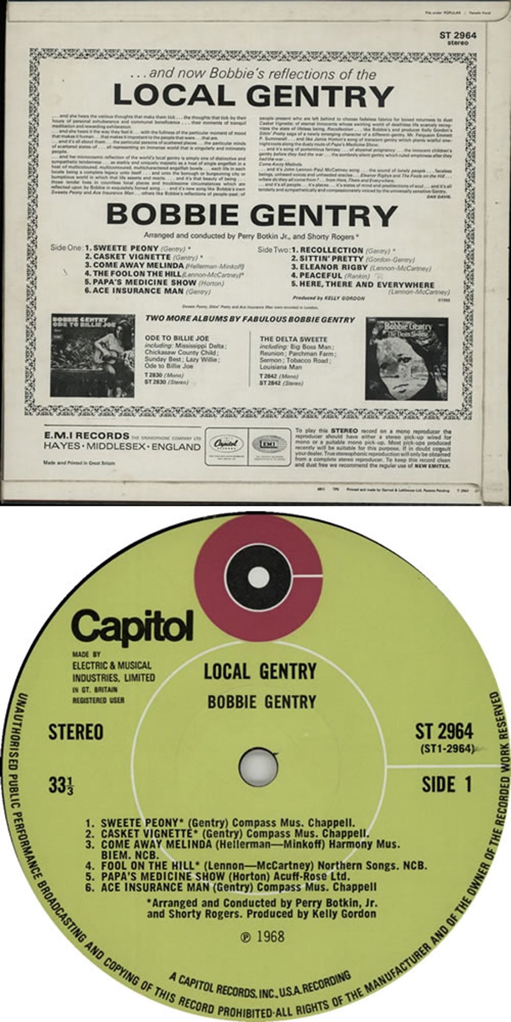 Bobbie Gentry Local Gentry - lime green label UK vinyl LP album (LP record) GNZLPLO638617
