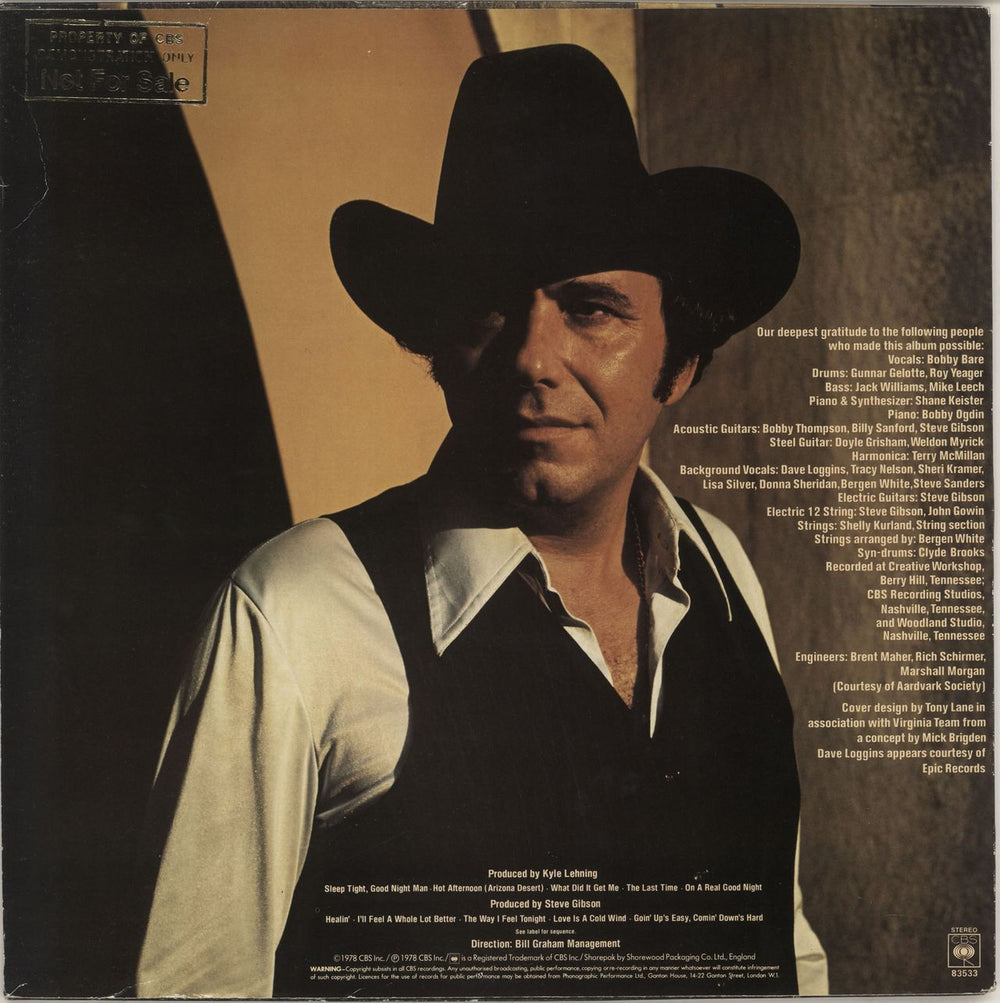 Bobby Bare Sleeper Wherever I Fall UK vinyl LP album (LP record)