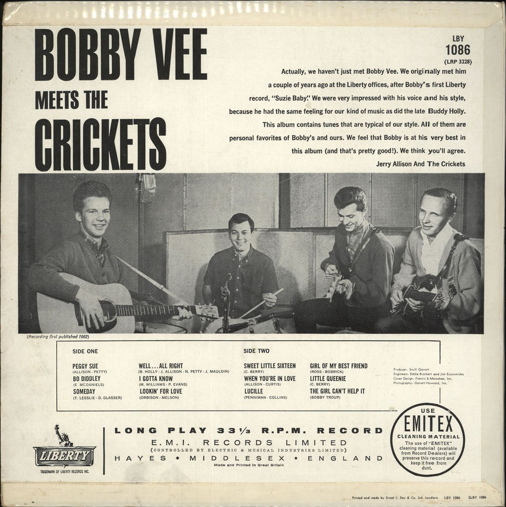 Bobby Vee Bobby Vee Meets The Crickets - VG UK vinyl LP album (LP record)