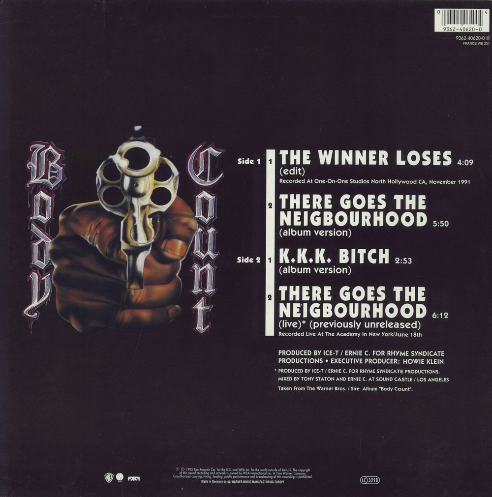 Body Count The Winner Loses German 12" vinyl single (12 inch record / Maxi-single) 093624062004