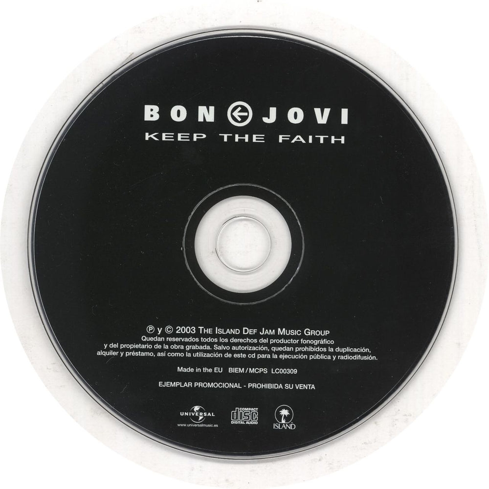 Bon Jovi Keep The Faith Spanish Promo CD single (CD5 / 5")