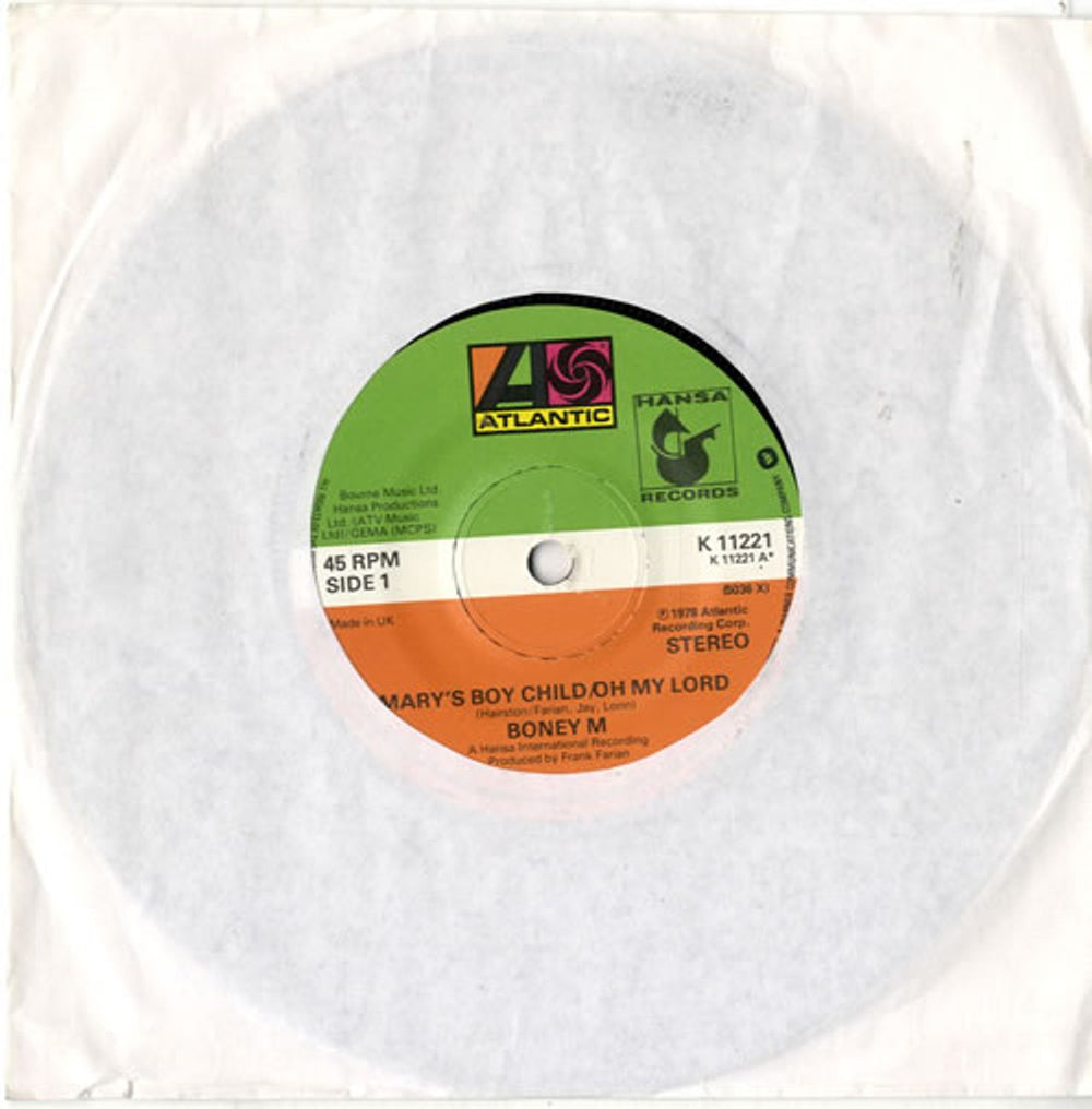 Boney M Mary's Boy Child / Oh My Lord - Solid UK 7" vinyl single (7 inch record / 45) K11221