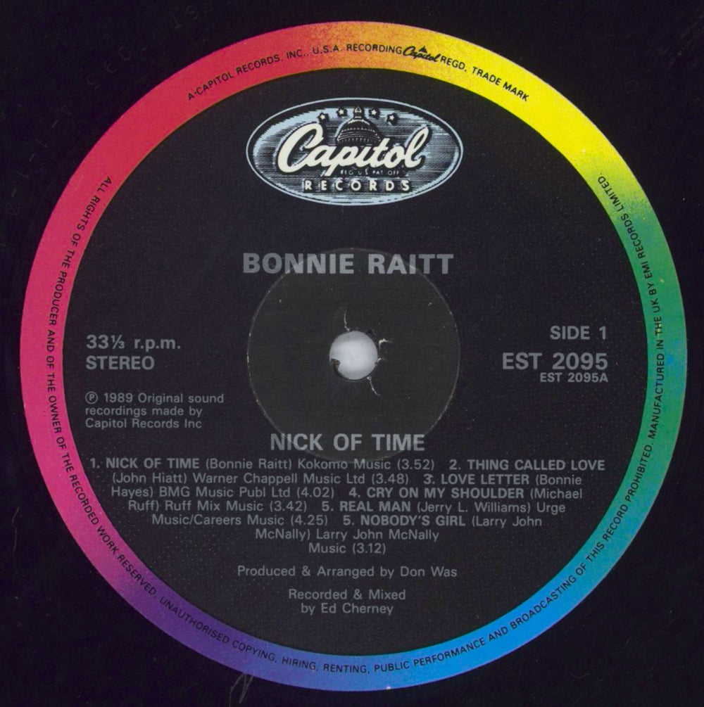 Bonnie Raitt Nick Of Time - 1st UK Promo vinyl LP album (LP record) BRTLPNI509009