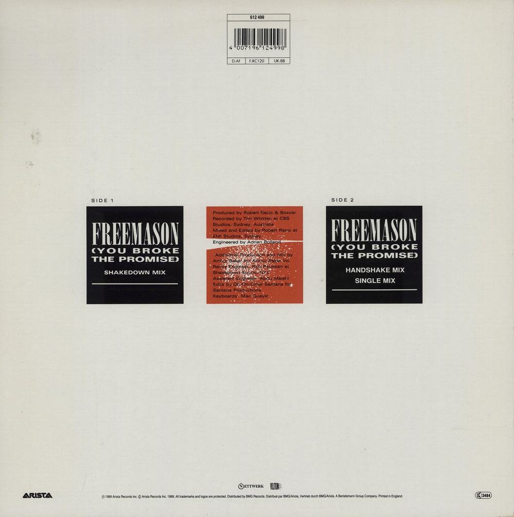 Boxcar Freemason (You Broke The Promise) UK 12" vinyl single (12 inch record / Maxi-single) 4007196124998