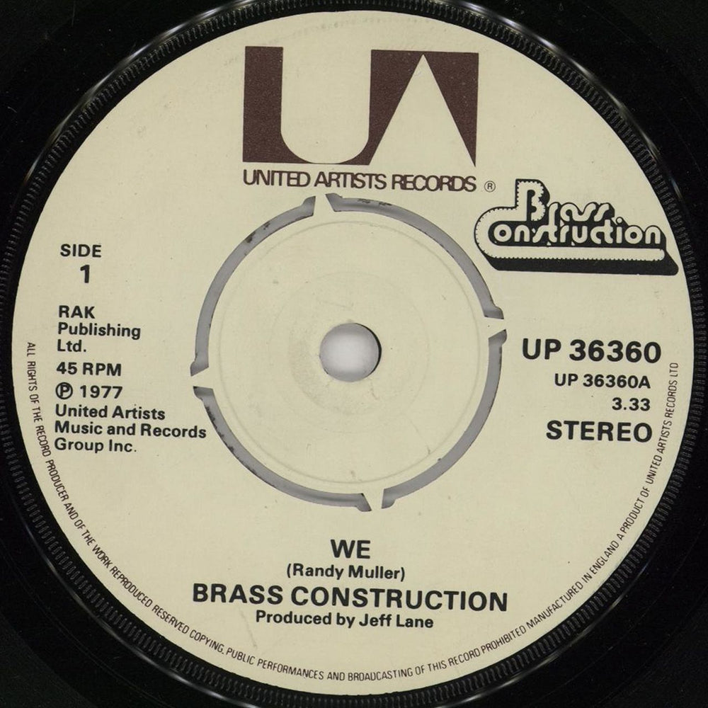 Brass Construction We UK 7" vinyl single (7 inch record / 45) UP36360
