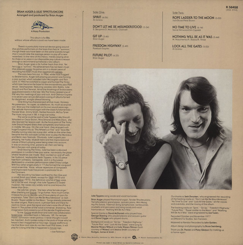 Brian Auger Encore UK vinyl LP album (LP record)