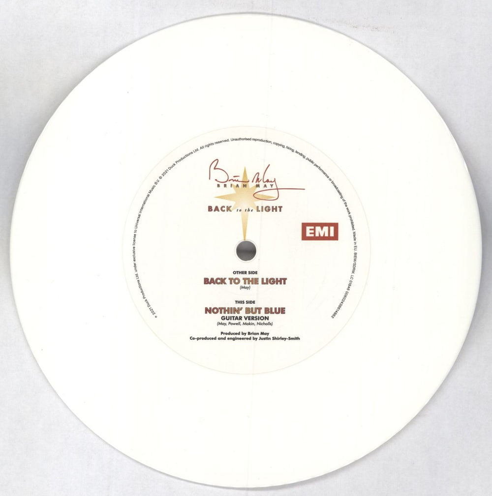 Brian May Back To The Light - White Vinyl UK 7" vinyl single (7 inch record / 45) MAY07BA798029