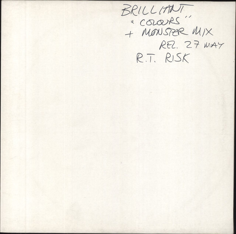 Brilliant Colours - Test Pressing UK 12" vinyl single (12 inch record / Maxi-single) RTT105