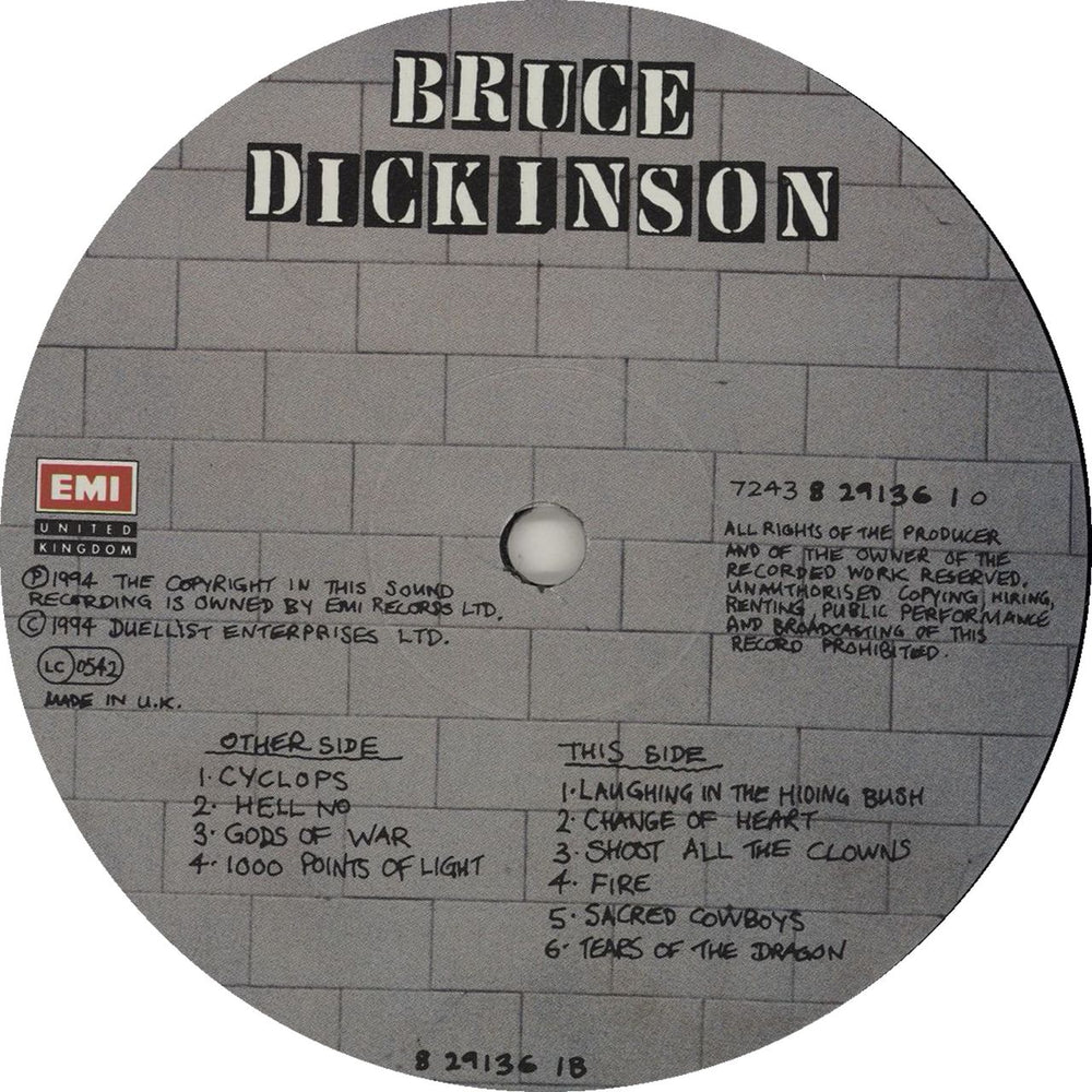 Bruce Dickinson Balls To Picasso UK vinyl LP album (LP record)