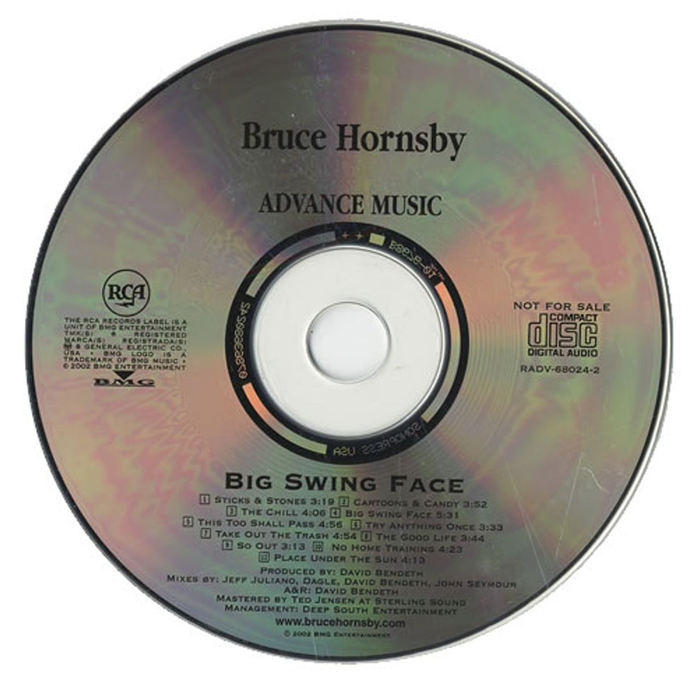 Bruce Hornsby Big Swing Face US Promo CD album (CDLP) RADV-68024-2