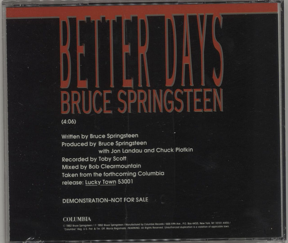 Bruce Springsteen Better Days US Promo CD single (CD5 / 5") SPRC5BE04505