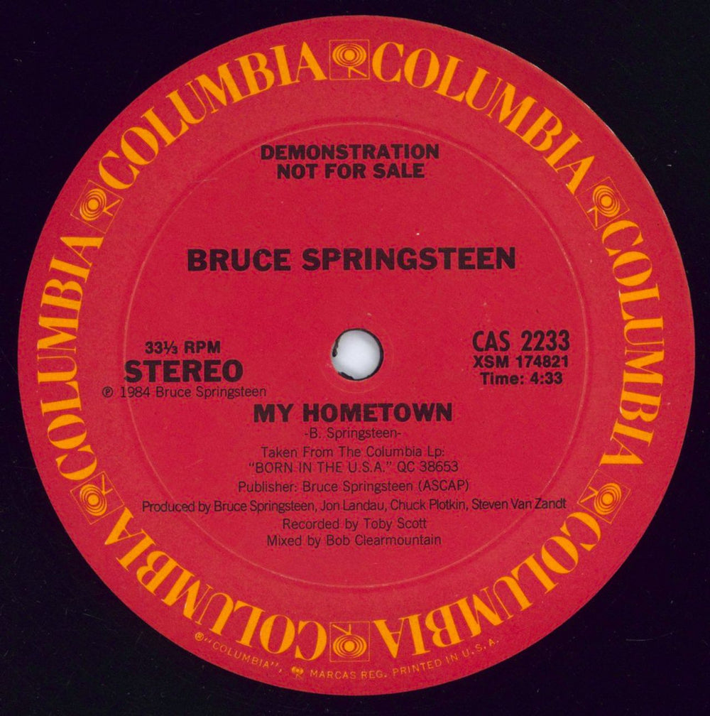 Bruce Springsteen My Hometown US Promo 12" vinyl single (12 inch record / Maxi-single) SPR12MY47042