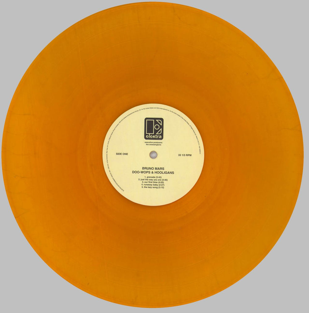 Bruno Mars Doo-Wops & Hooligans - Orange Vinyl UK vinyl LP album (LP record) B80LPDO826315