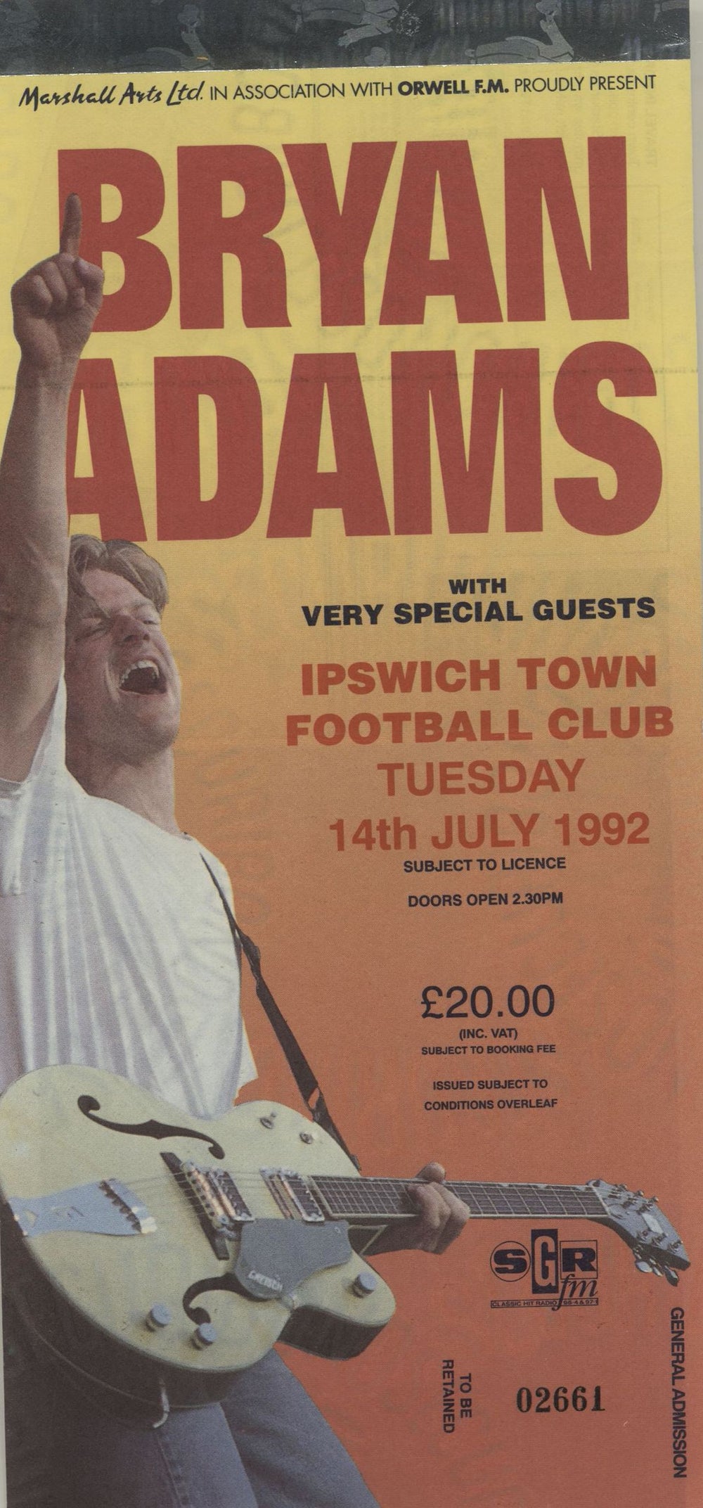 Bryan Adams Bryan Adams 92 + Ticket stub UK tour programme ADATRBR294438